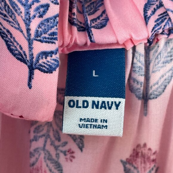 Old Navy Womens Large Floral Tie Back Cutout Maxi Swing Dress Pockets Sleeveless - Picture 5 of 13